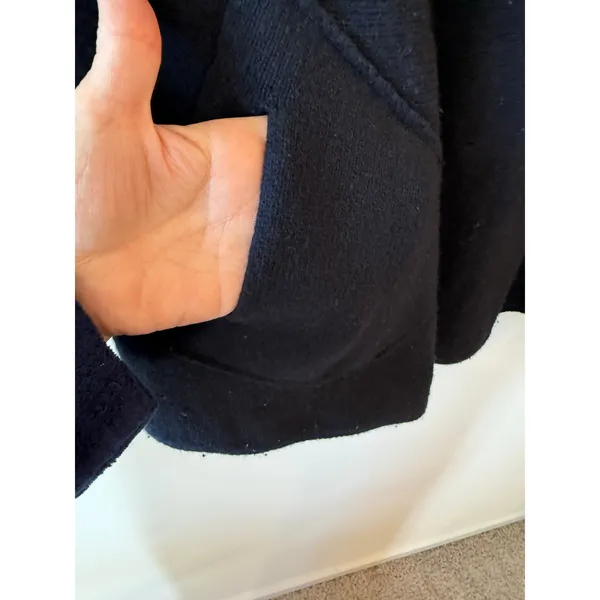 Gap Poncho Sweater Womens M/L Navy Blue Knit Lambswool Cowl Neck Winter Pockets - Image 4