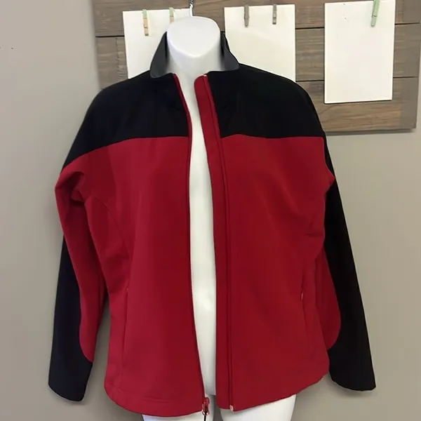 Land’s End Women’s Black Red Gray Zip-up Jacket w/ Mock Neck Pockets-Small (6-8) - Image 6