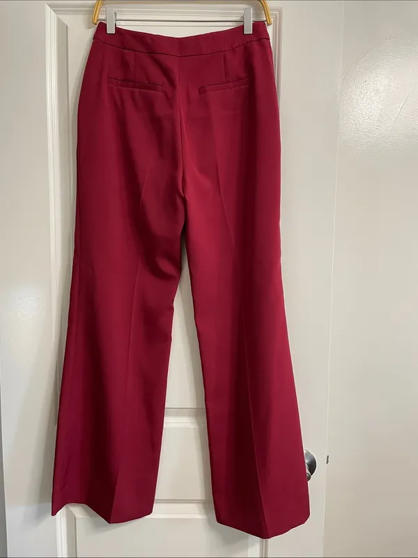 MILLY Nash Cady Pants- Burgundy Wide Leg Trousers Size 4 - Image 3