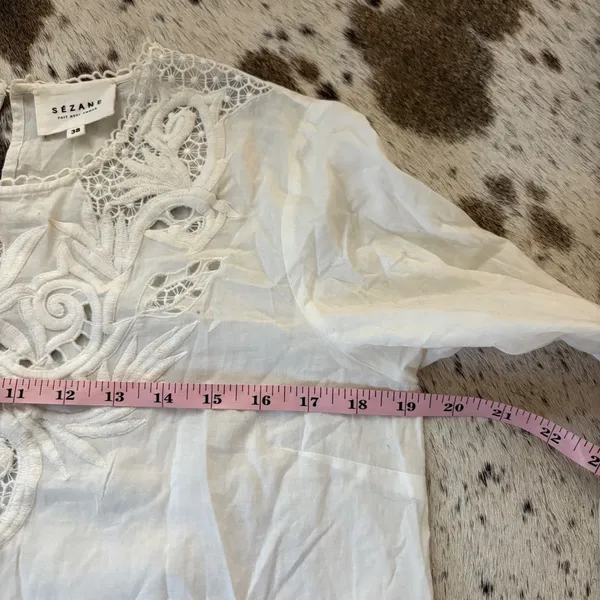 Sézane White‎ Embroidered Cotton Top Size 38 US 6 - Image 7