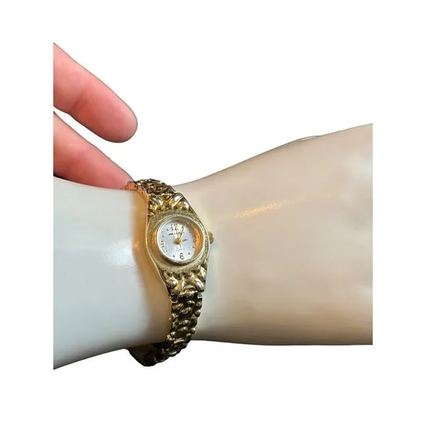Millar Women's Quartz Watch Gold-Tone Textured Band Stainless Steel Back 7" - Image 7