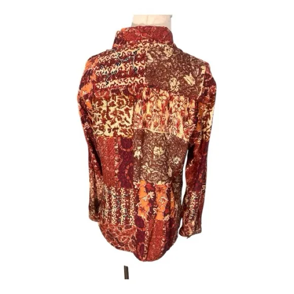 Lucky Brand boho 100% silk button down Size Large - Image 3