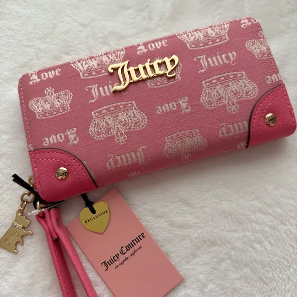 Juicy Couture Pink Crown Logo Wallet Y2K Zip Clutch NWT - Image 2