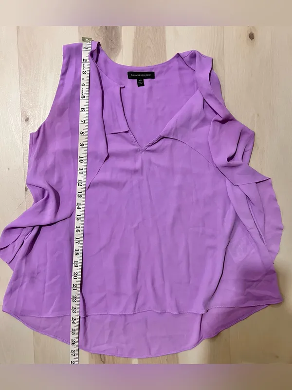 Banana Republic Women XS Pastel Lilac Flowy Sleeveless Blouse Minimalist Office - Image 8