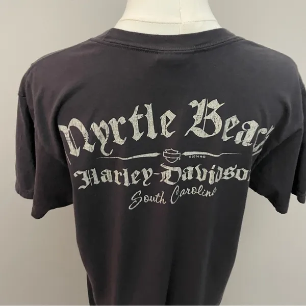 Harley Davidson Shirt Tee Myrtle Beach South Carolina Engine Graphic Grey - Image 8