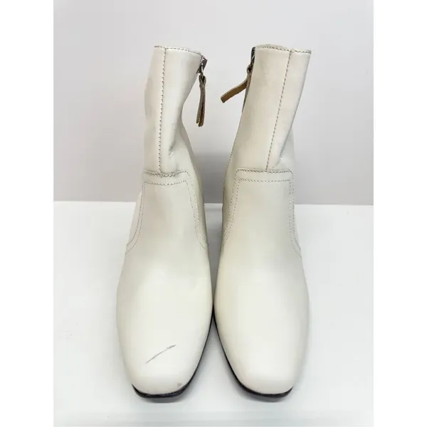 Blondo Boots Salome Ivory‎ Leather Waterproof Block Heel Ankle Booties Size 6.5 - Image 4