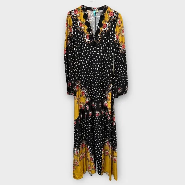 Farm Rio Floral-Blocked Maxi Dress Size XS - Image 6