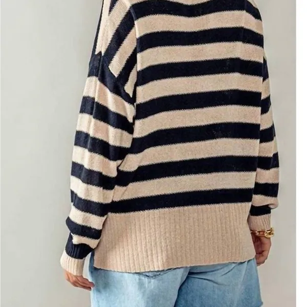 NWT Heyday‎ Black and Beige Striped Cardigan - Image 2
