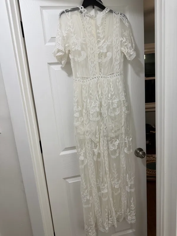 Showpo White lace romper with long skirt - Image 5