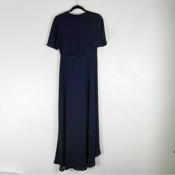 SHOW ME YOUR MUMU Marianne Navy Wrap Flutter Sleeves V-Neck Dress Small Wedding - Image 2