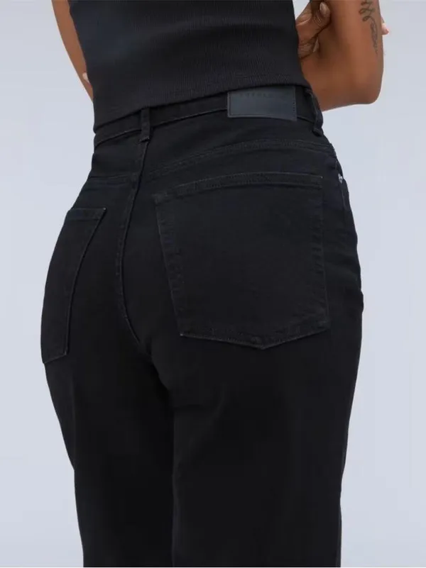 Everlane | The Way High Jean in Black with Raw Hem | womens 26 - Image 4