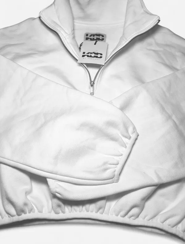 KBB by Kahlana White Quarter Zip Cropped Pullover NWT Size 1XL - Image 6