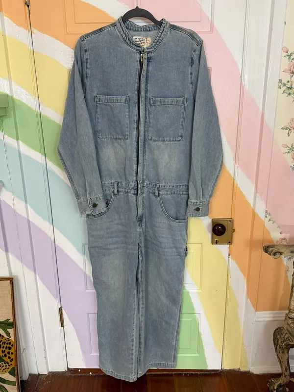 Sundance Free People x Sandrine Rose Denim Boiler Suit Utility Jumpsuit Sz M 🧡🍄 - Image 5