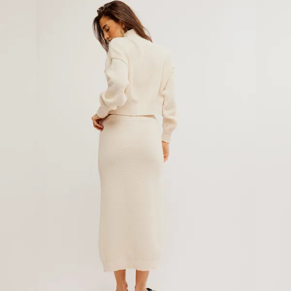 Free People Hailee Sweater Skirt Set in Powder Sand L - Image 8