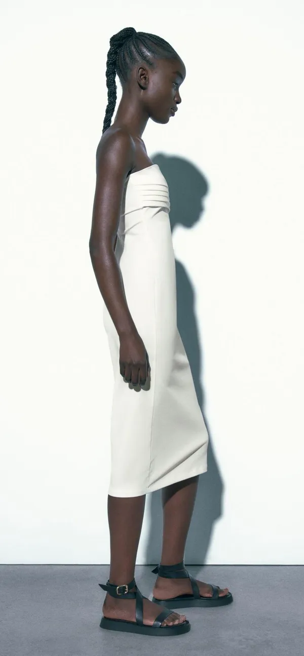 Zara midi bodycon dress sleeveless white wedding coctail party - Image 6