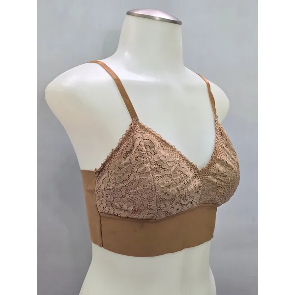 Brown Romantic Boudoir Bridal Cottage Lingerie Feminine Floral Lace Bra Medium - Image 5