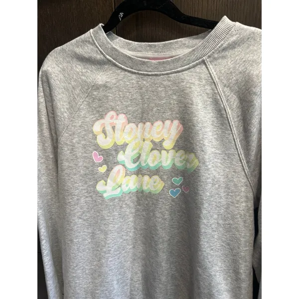 Stoney Clover Size small Pastel‎ Stoney Clover Love Grey Sweatshirt CUTE - Image 3