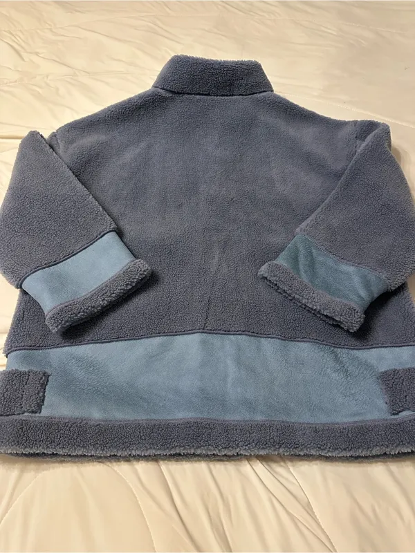 Jules Kae Sherpa Kylie Moto Jacket -Faux Shearling - Slate Blue -Sz vS (estimate - Image 4