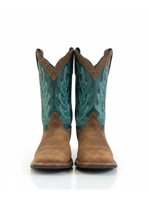 Laredo Women's Faye Broad Square Toe Leather Boots Womens Size 7.5 - Image 3