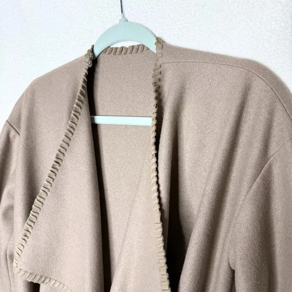 AllSaints Paxx Italian Wool Wrap Waterfall Trench Coat Dune Small Winter Jacket - Image 4