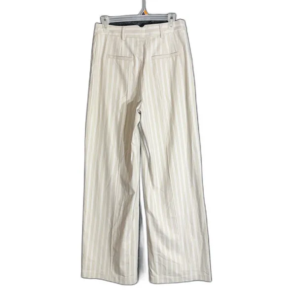New 7 For All Mankind Womens Size 6 Beige Striped Wide Leg Trouser Pants Work - Image 3