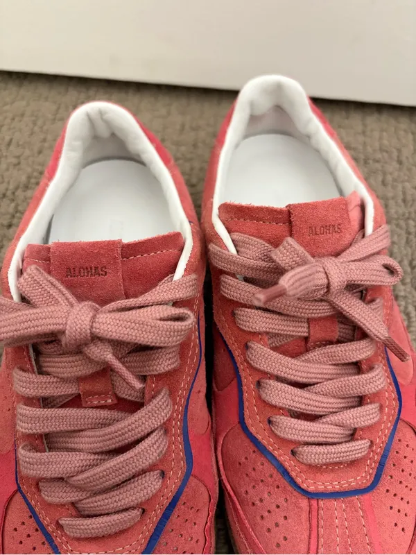 Alohas tb.490 Rife Sneakers in a coral pink suede colorway - Image 11