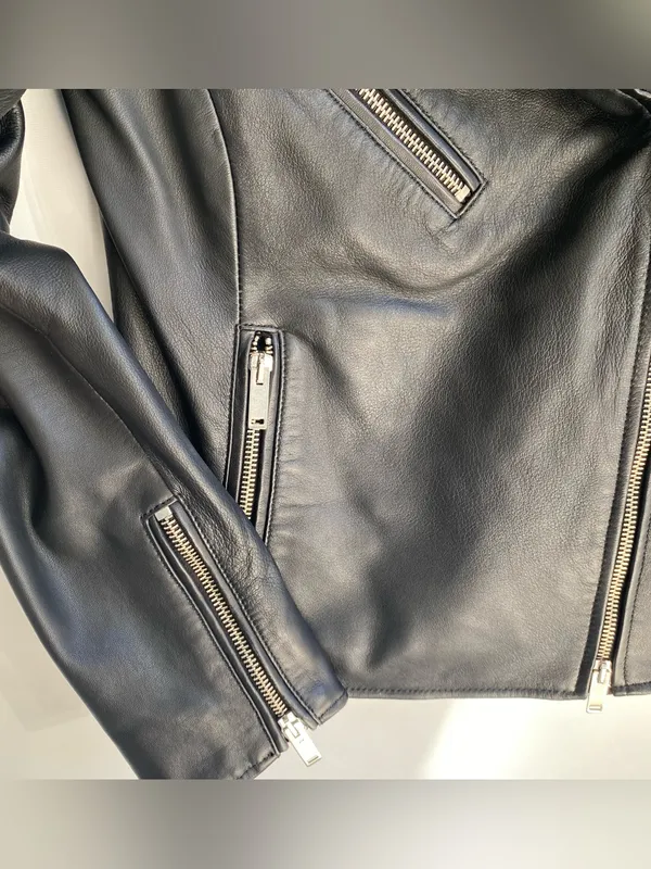 Lot78 European luxury black leather biker jacket 90s downtown girl goth grunge - Image 5
