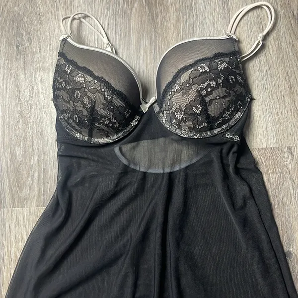 Jessica Simpson Black Lace Sheer Babydoll Lingerie - Image 3