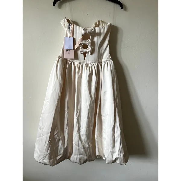 Oh Polly Gloriana Convertible Bow-Detail Bubble Hem Midaxi Dress in Ivory Size 6 - Image 12