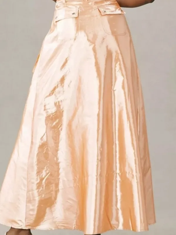 Anthropologie Metallic Orange Skirt - Image 5