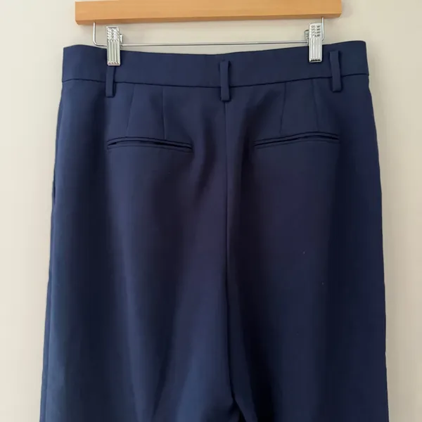Ann Taylor Wide Leg Pleated Trouser Pants Navy Blue High Waist Women Size 8 - Image 11