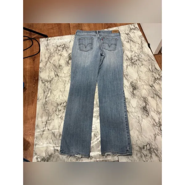 Levi's 505 distressed hem Light Wash Straight Leg Jeans size 8 casual - Image 8