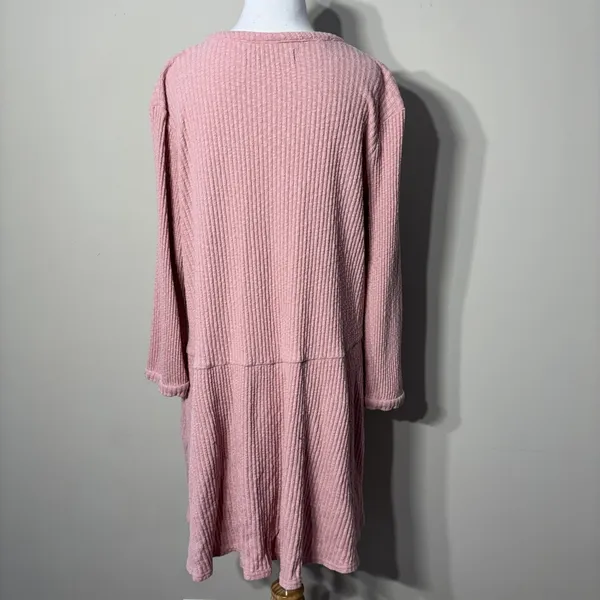 Free People Beach‎ Babydoll Tunic Top Small Pink Ribbed Oversized Flowy Boho S - Image 8