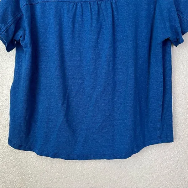 Chico’s 100% Linen Blue Stretch Henley Short Sleeves Tee, Sz Large - Image 7