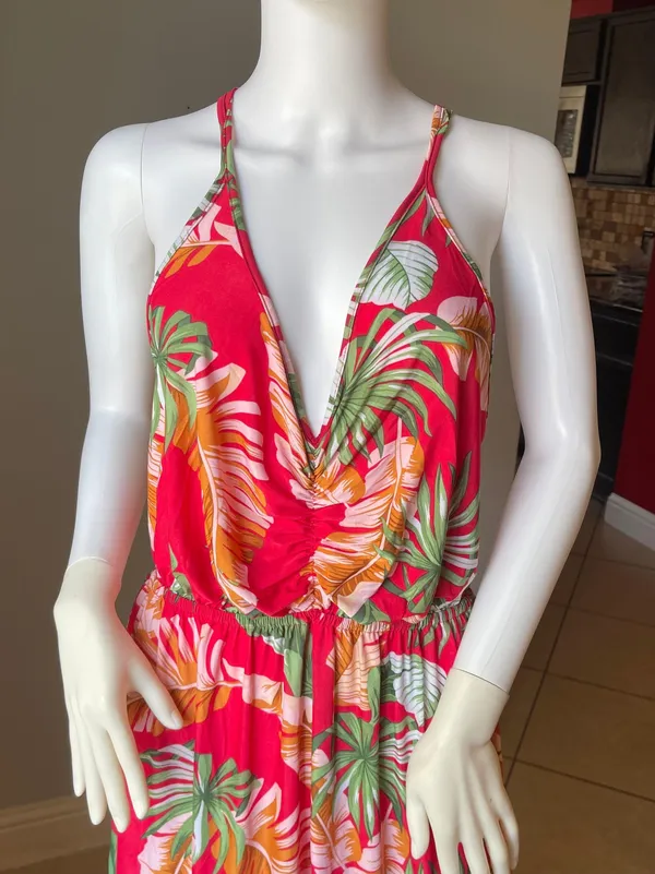 New Women’s Pink Tropical sleeveless dress - Image 4