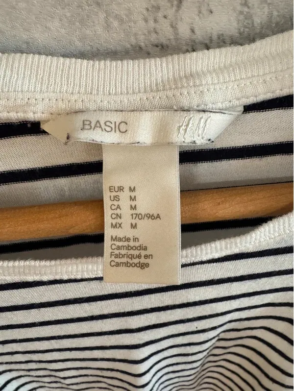 Women’s H&M black and white stripe long sleeve shirt Medium - Image 2