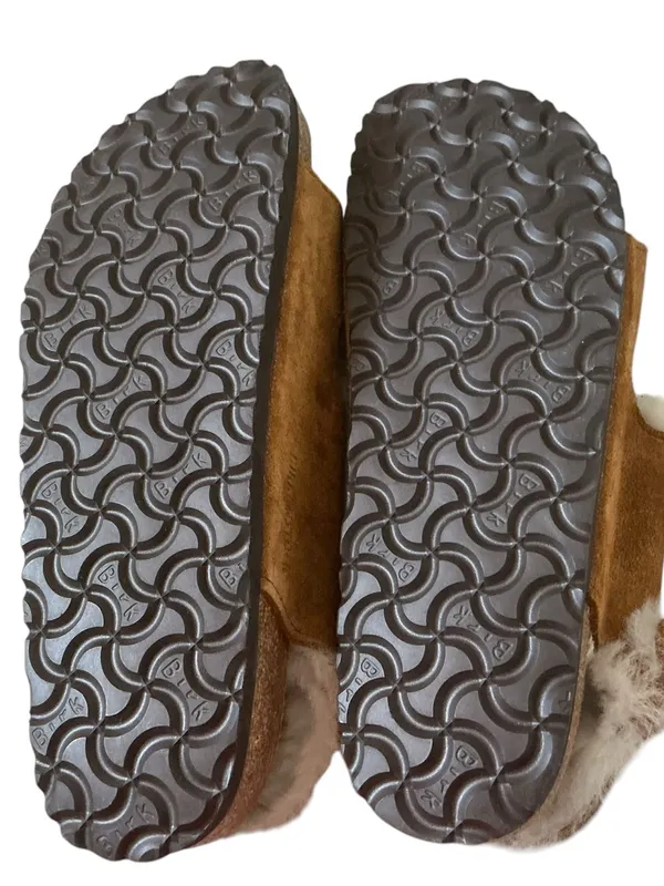 Birkenstock Milano shearling lining mink,leather sandals size 40 backstrap - Image 10
