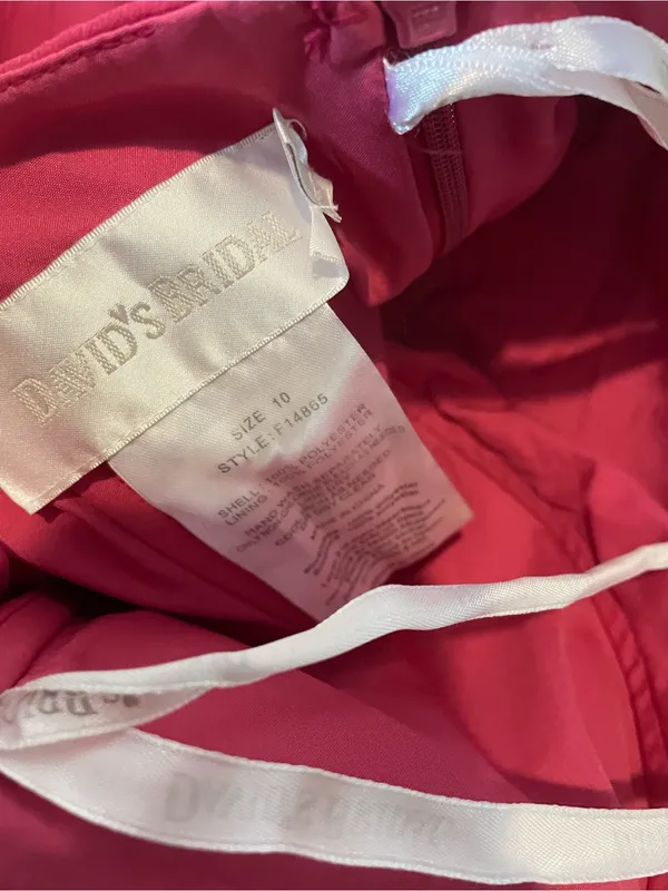 David's Bridal Fuchsia Strapless Maxi Dress - Image 4