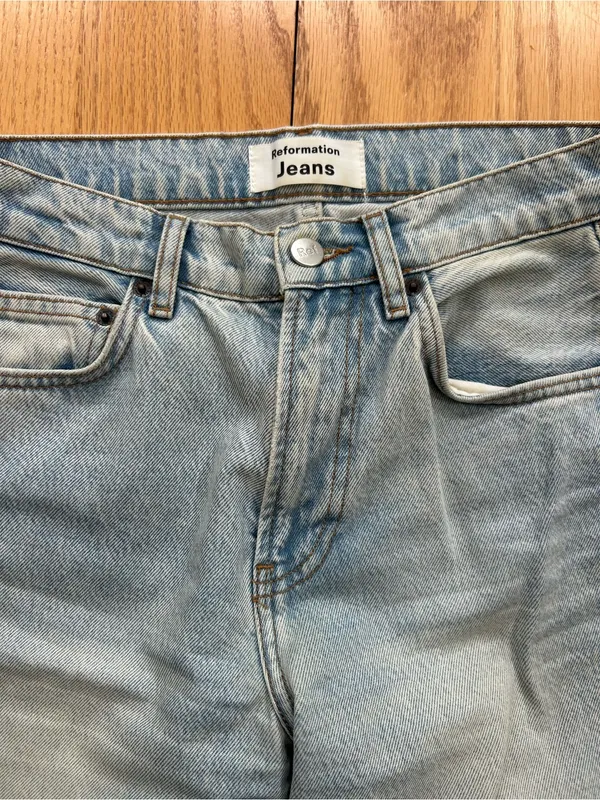 Reformation Julia Crop High Cigarette Jean Powell Wash Size 25 Rigid Denim LY741 - Image 4