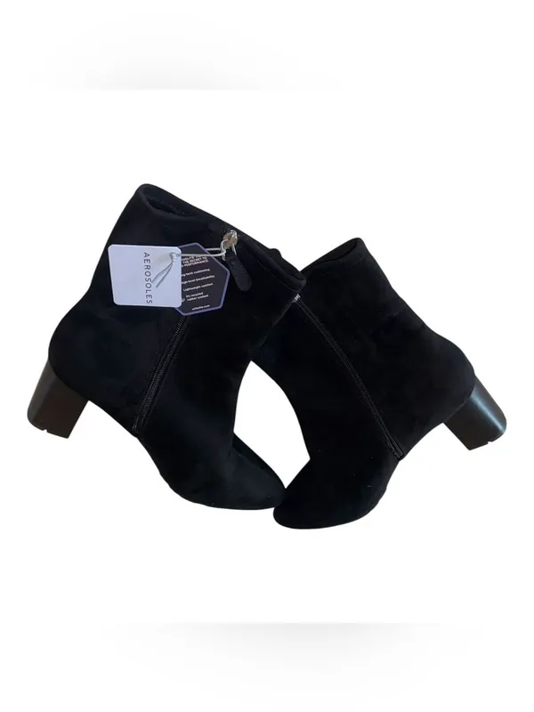 NWT Aerosoles Heeled Ankle Boots -Baylor Black Suede Leather SZ-10W - Image 2