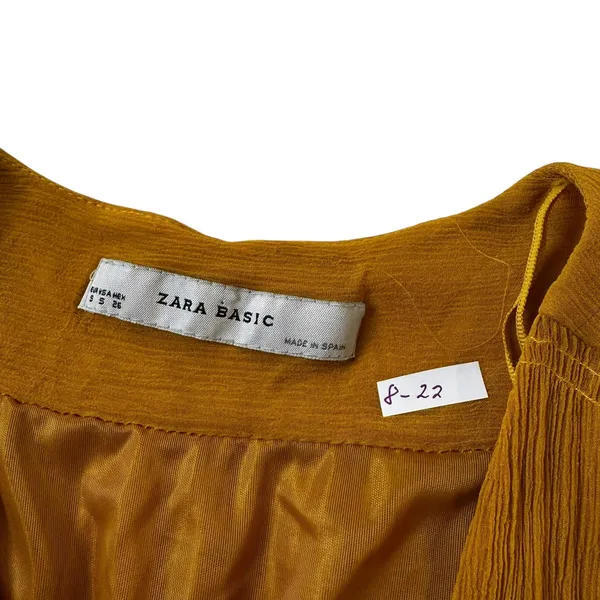 Zara Mustard Lined V-neck Sleeveless Top Women's Blouse Size Small | 8-22 - Image 3