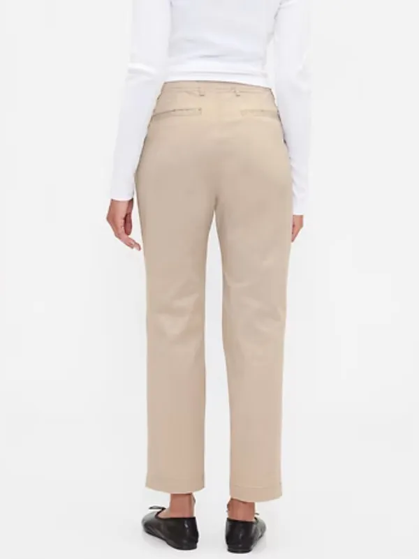 GAP Women's Downtown Mid Rise Khaki Light Beige Straight-Leg Pants Size 10 - Image 2