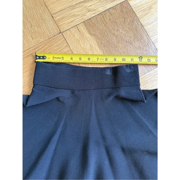 NWT Maje $295 June Full Knit Knee Length Skirt w/ Laser Cutouts, Black, Size 1/S - Image 10