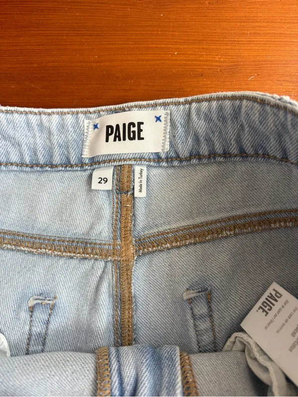PAIGE Noella Light Blue Patchwork Cropped Raw Hem Jeans Sz 29 🧡🍄 - Image 8