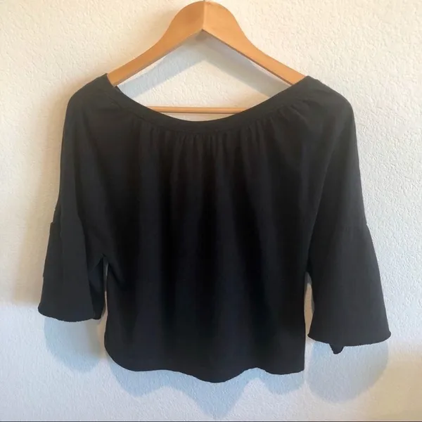 Anthropologie Postmark bell sleeve black crop top M - Image 5