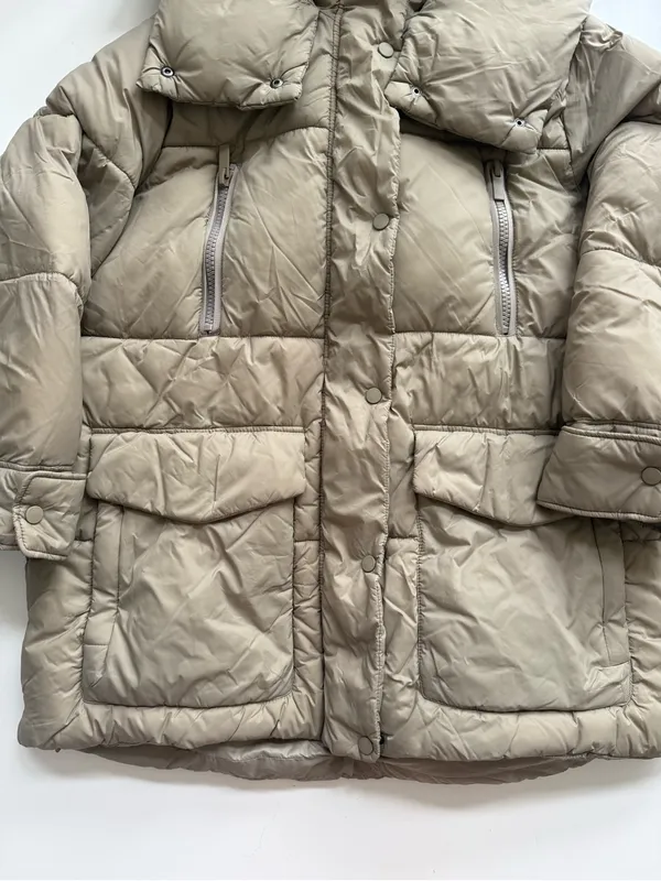 Zara Beige Puffy Coat Size Medium - Image 4