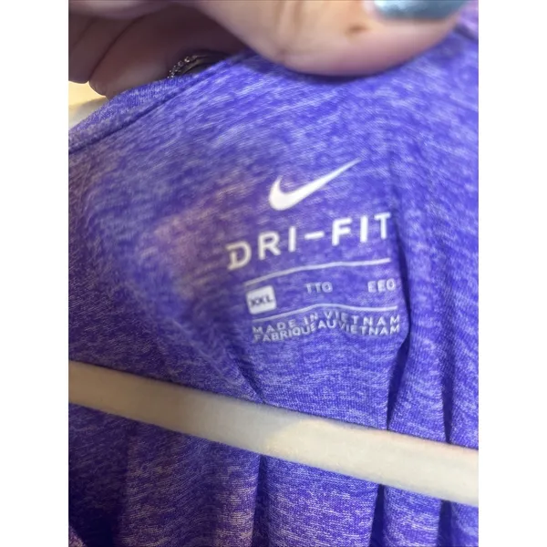 Nike Dri-Fit Women Athletic Plus Size 2X Short Sleeve Shirt Heather Purple - Image 2
