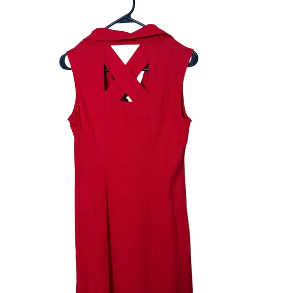 White Stag Red Linen Blend Button Front Maxi Dress Back Cutout Womens‎ Small 4/6 - Image 5
