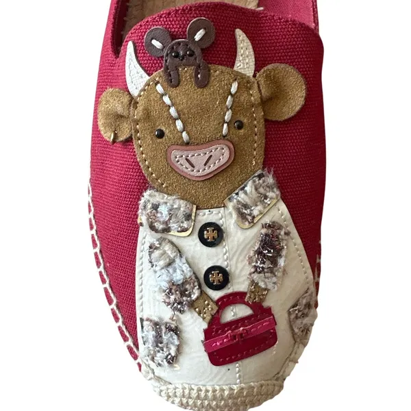 Tory‎ Burch Ozzie Ox Espadrilles Lunar New Year Red Size 9 Rare - Image 11