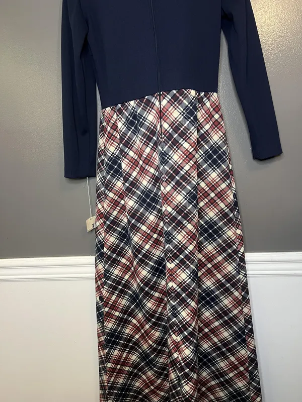 Vintage Haypence Dress Womens Medium Plaid Maxi Mod Turtleneck ILGWU USA 70s - Image 3
